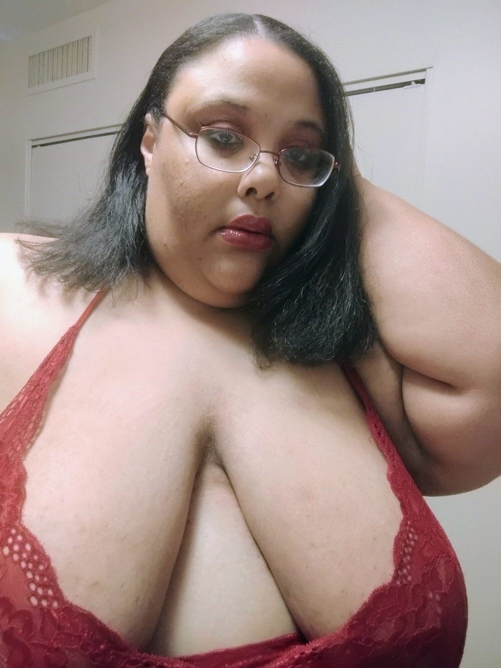 Fat slut in red lingerie #5