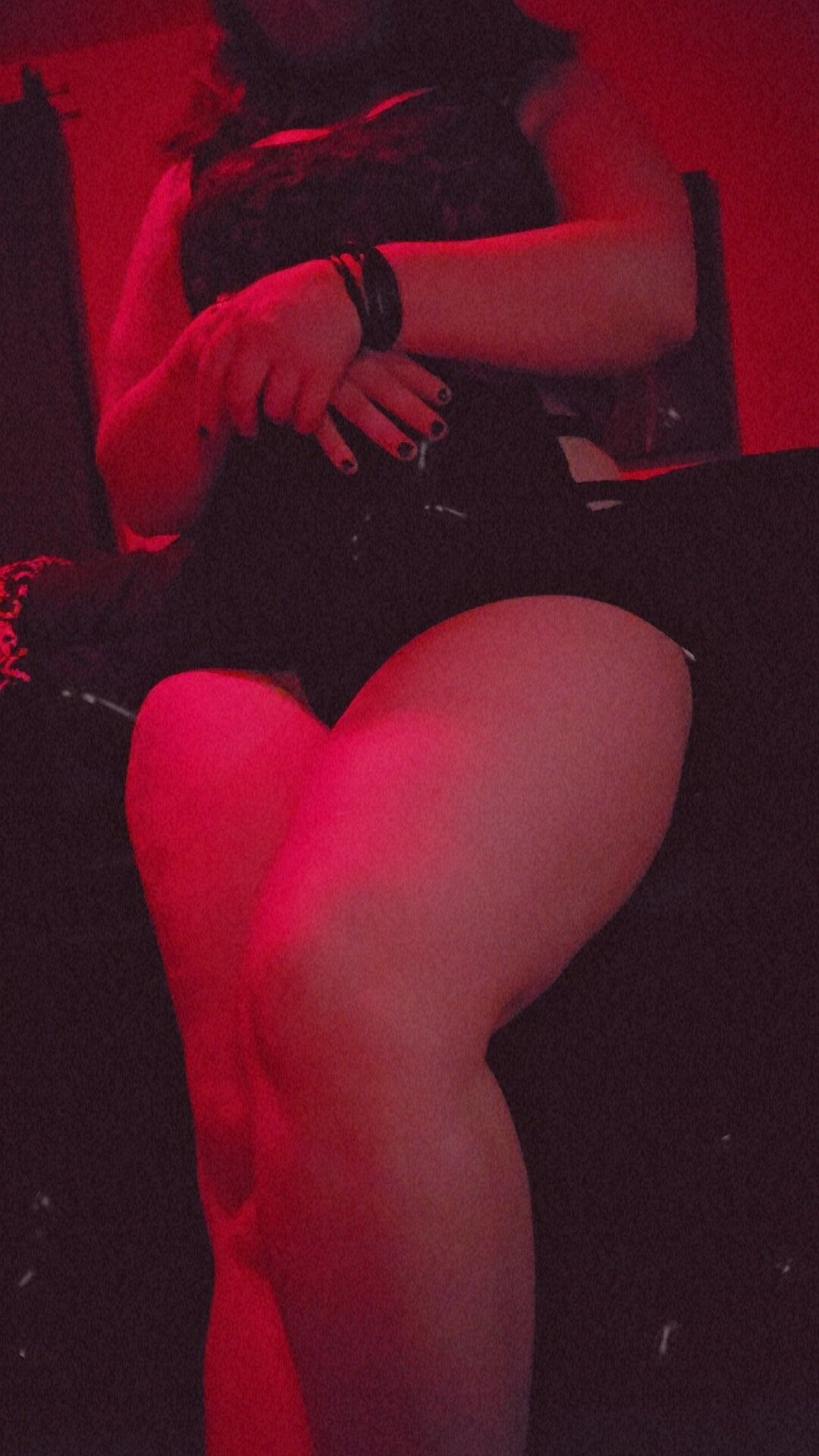 Thick & Curvy goth girl poses in red lighting #11