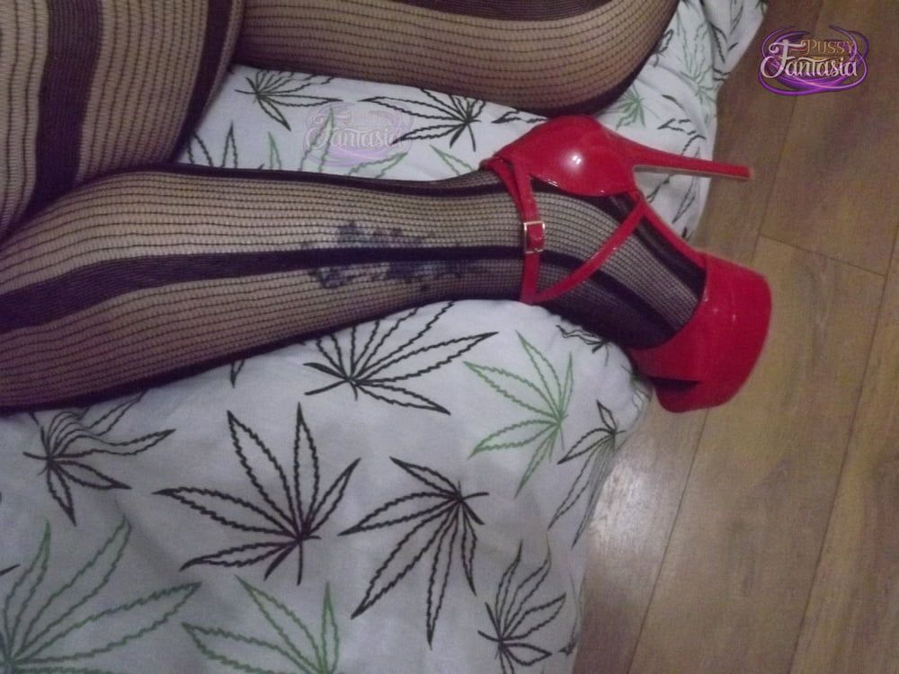 Red PVC heels in black #14