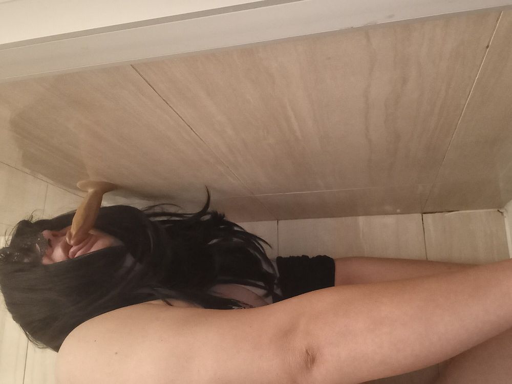 Chubby crossmom playing with dildo under shower #2