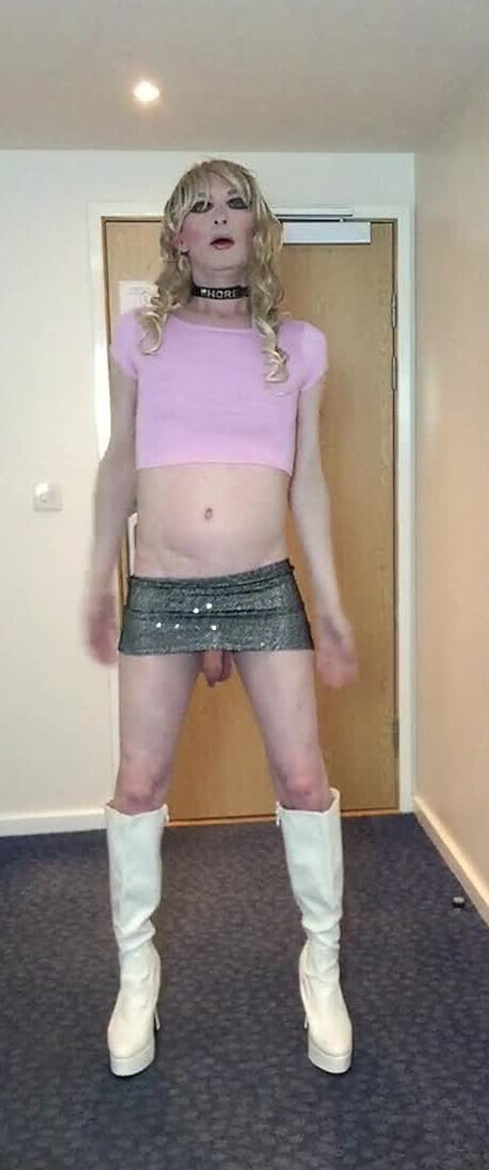 Sissy Sandra in pink top posing #27