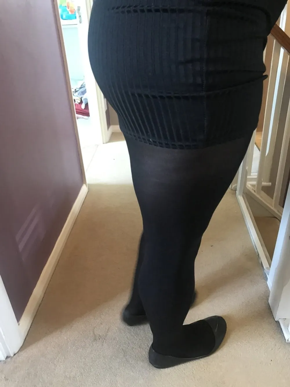 Black seamless tights & tight short skirt #42