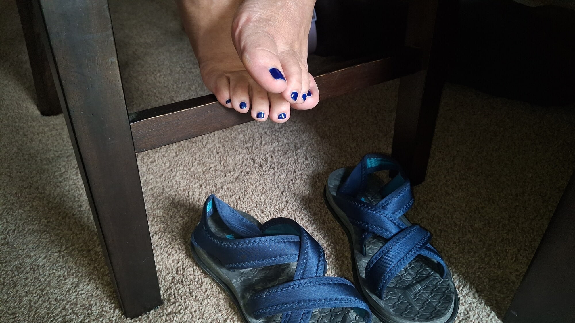 Cute Blue toes under the table #3
