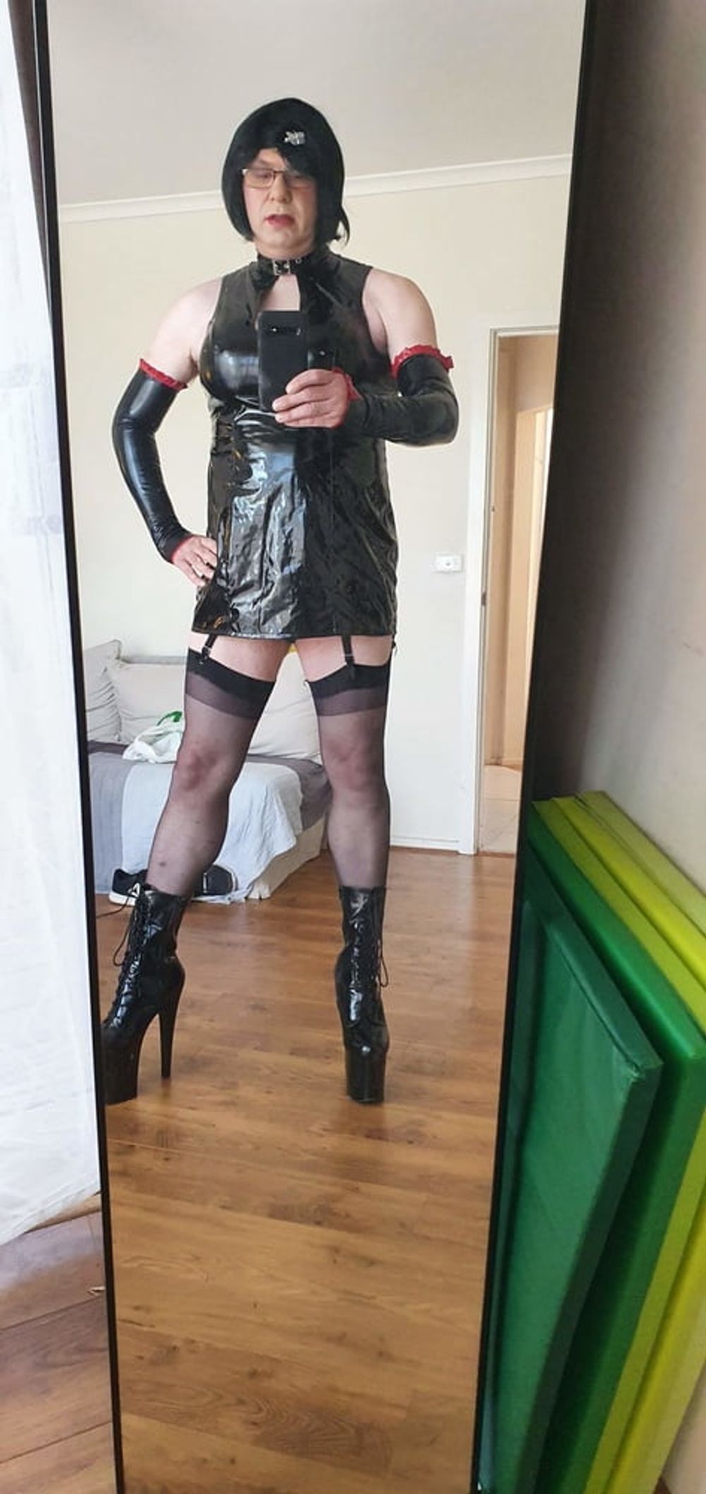 Slutty Rachel Latex in PVC Black Dress #23