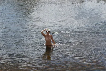 nude in rivers water         