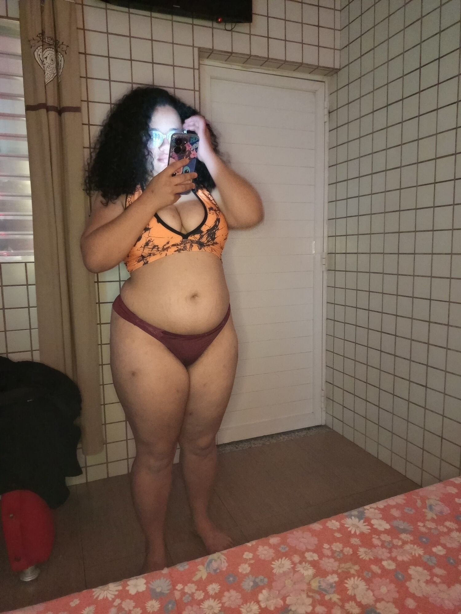 Black Brazilian girl with a big butt, Asian style