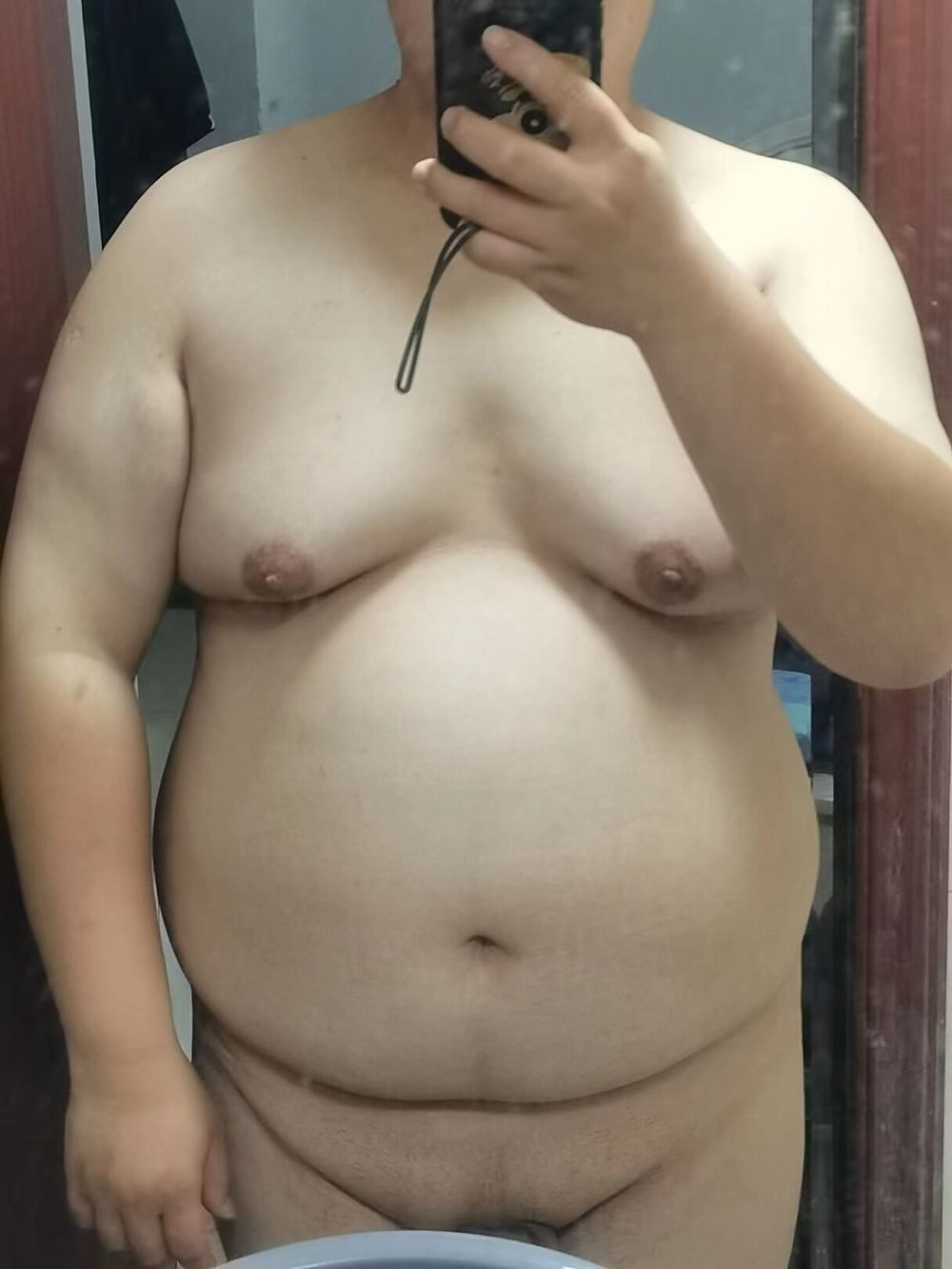 Asian boys show off his figure