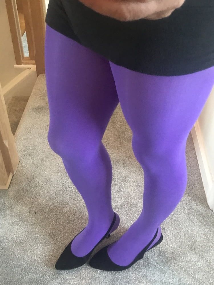 Wearing Purple tights pantyhose #53