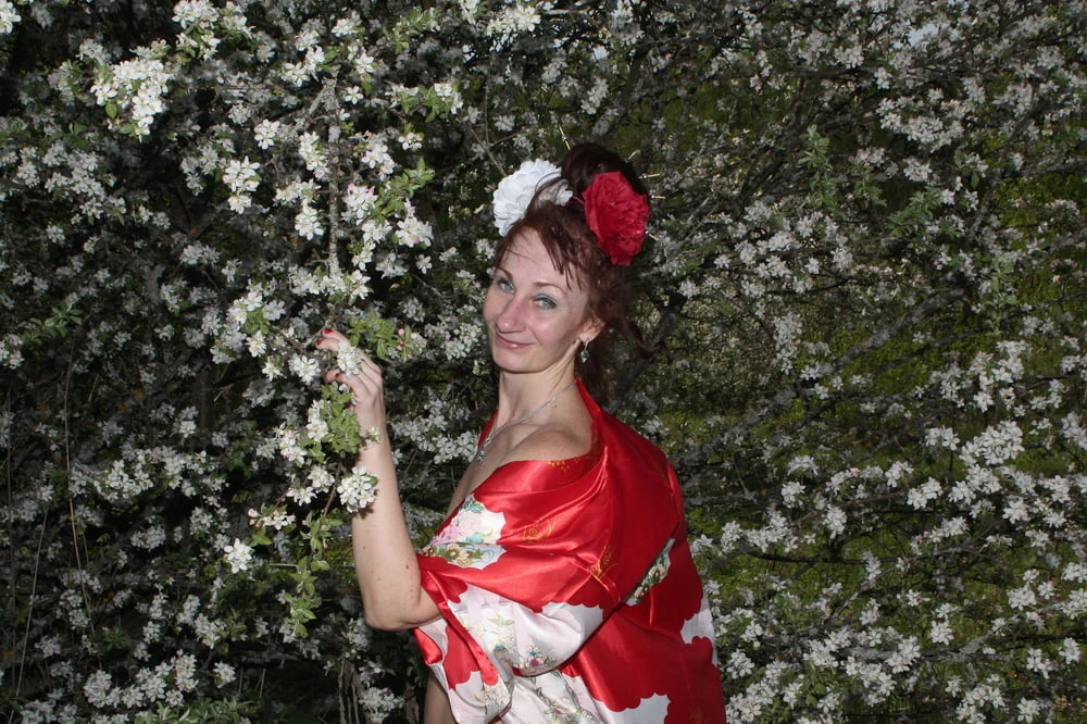 White Flowers Red Dress #43