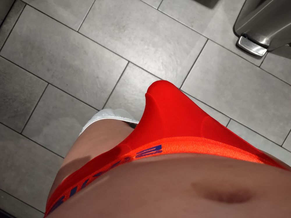 Posing in my red 2ist underwear briefs #8