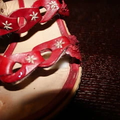 Cum on red platform sandals