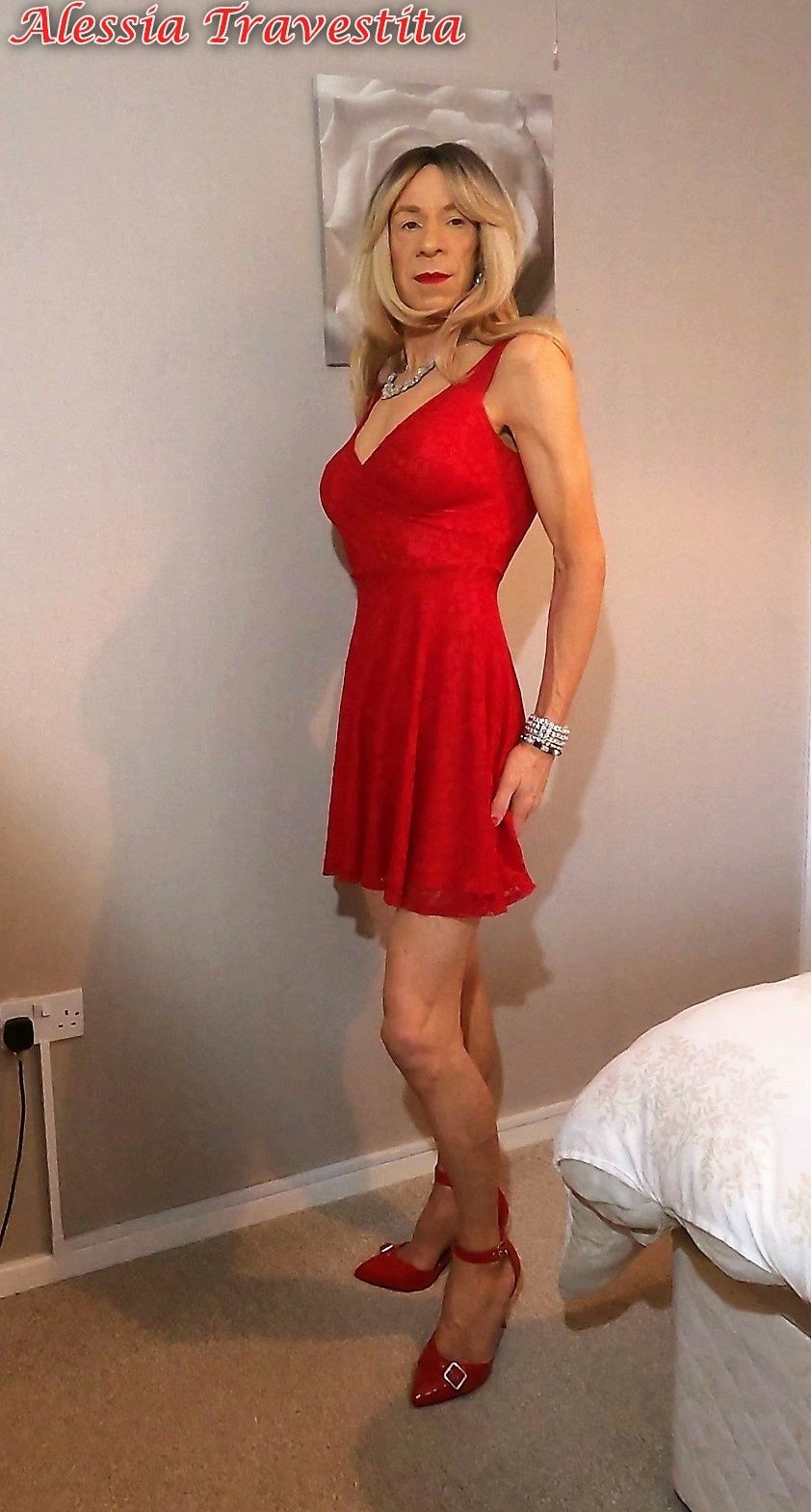 65 Alessia Travestita in Flirty Red Dress #9