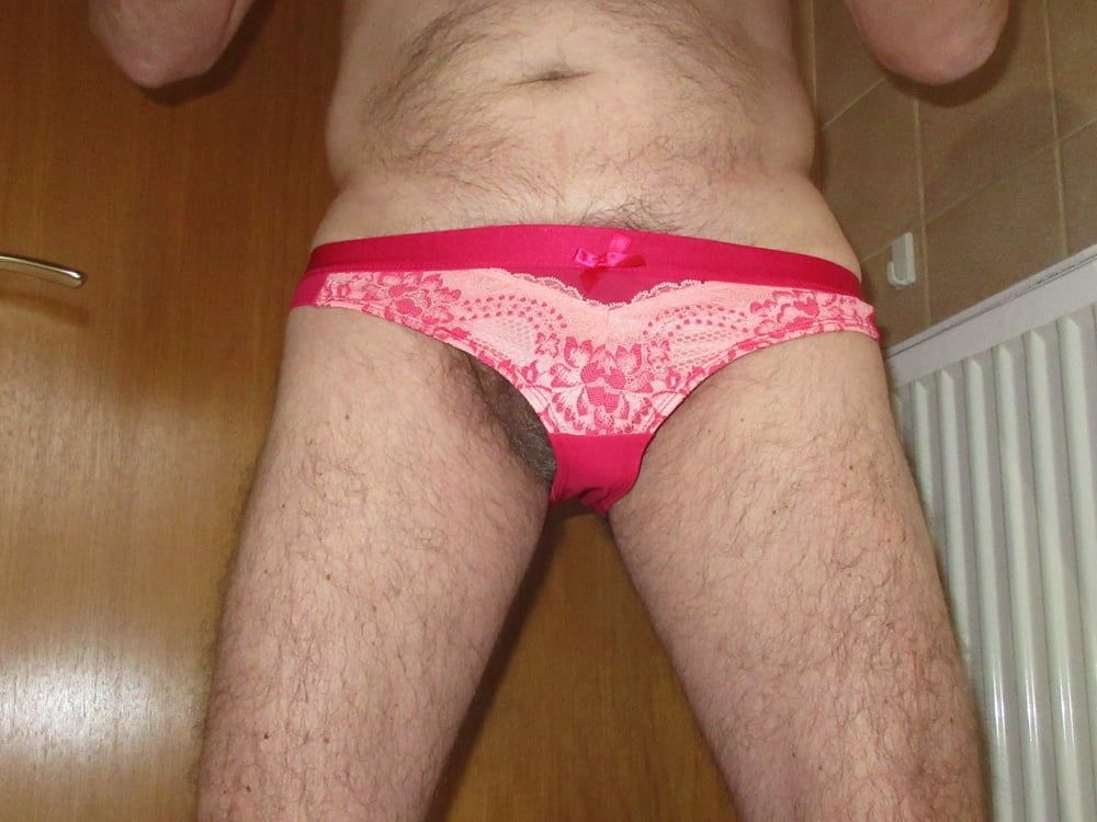 Old man in red ladies panties