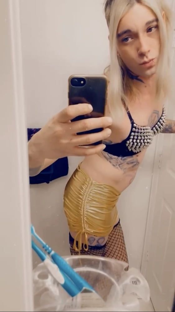 Sexy Gold Miniskirt Slut #27