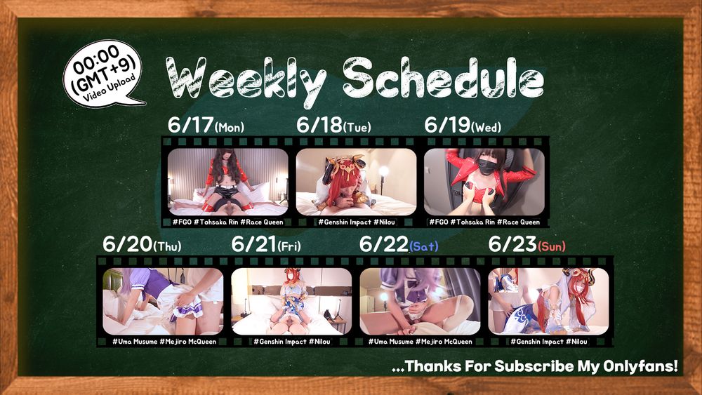 6.17-6.23 UPLOAD SCHEDULE (Rabbit hole Miku, Rin Tohsaka, 