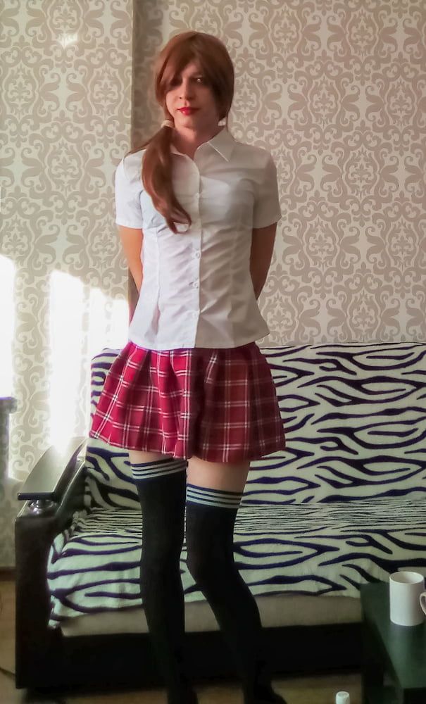 Vladasexytrans cute femboy in schoolgirl uniform and open as #2