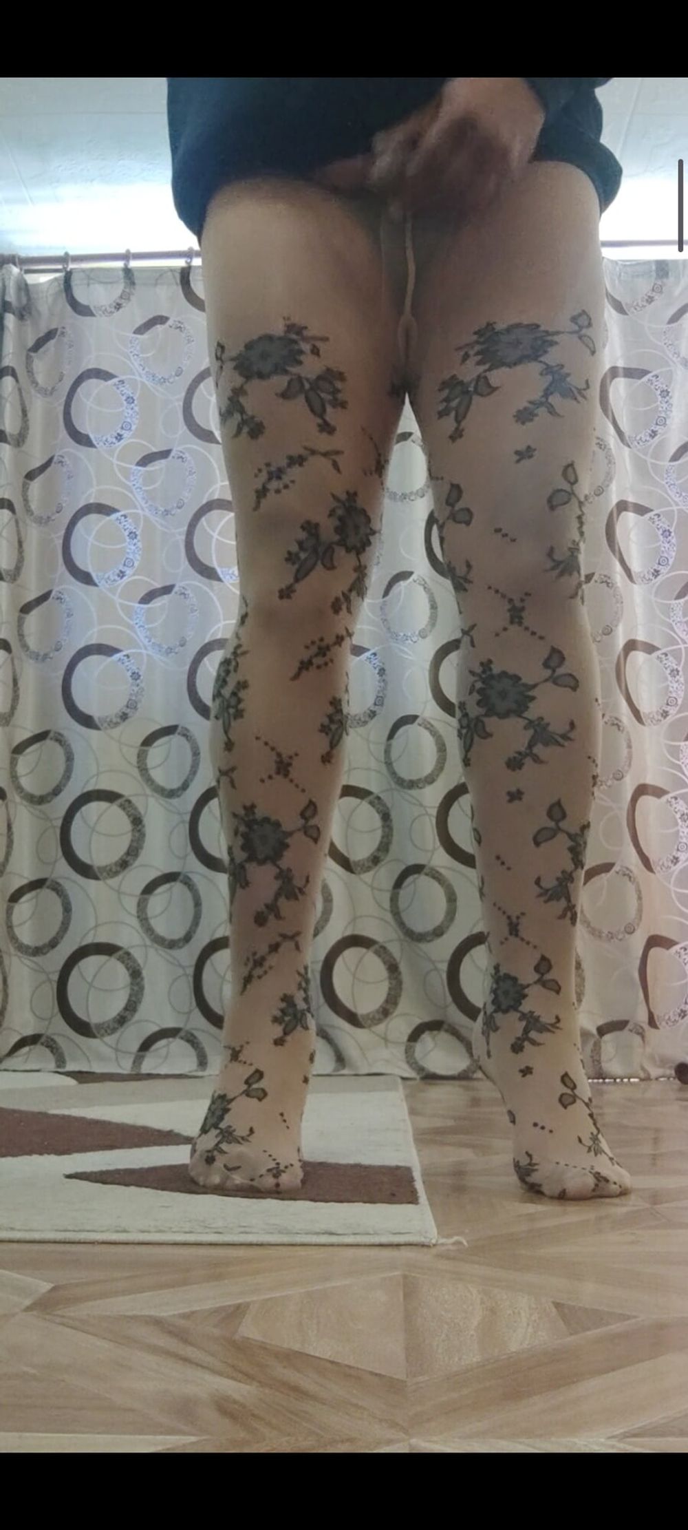 Patterned pantyhose cock masturbation #41