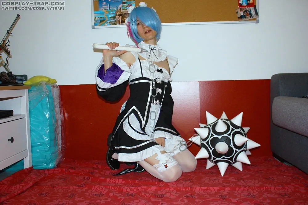  Crossdress cosplay Rem love anal and plugs #6