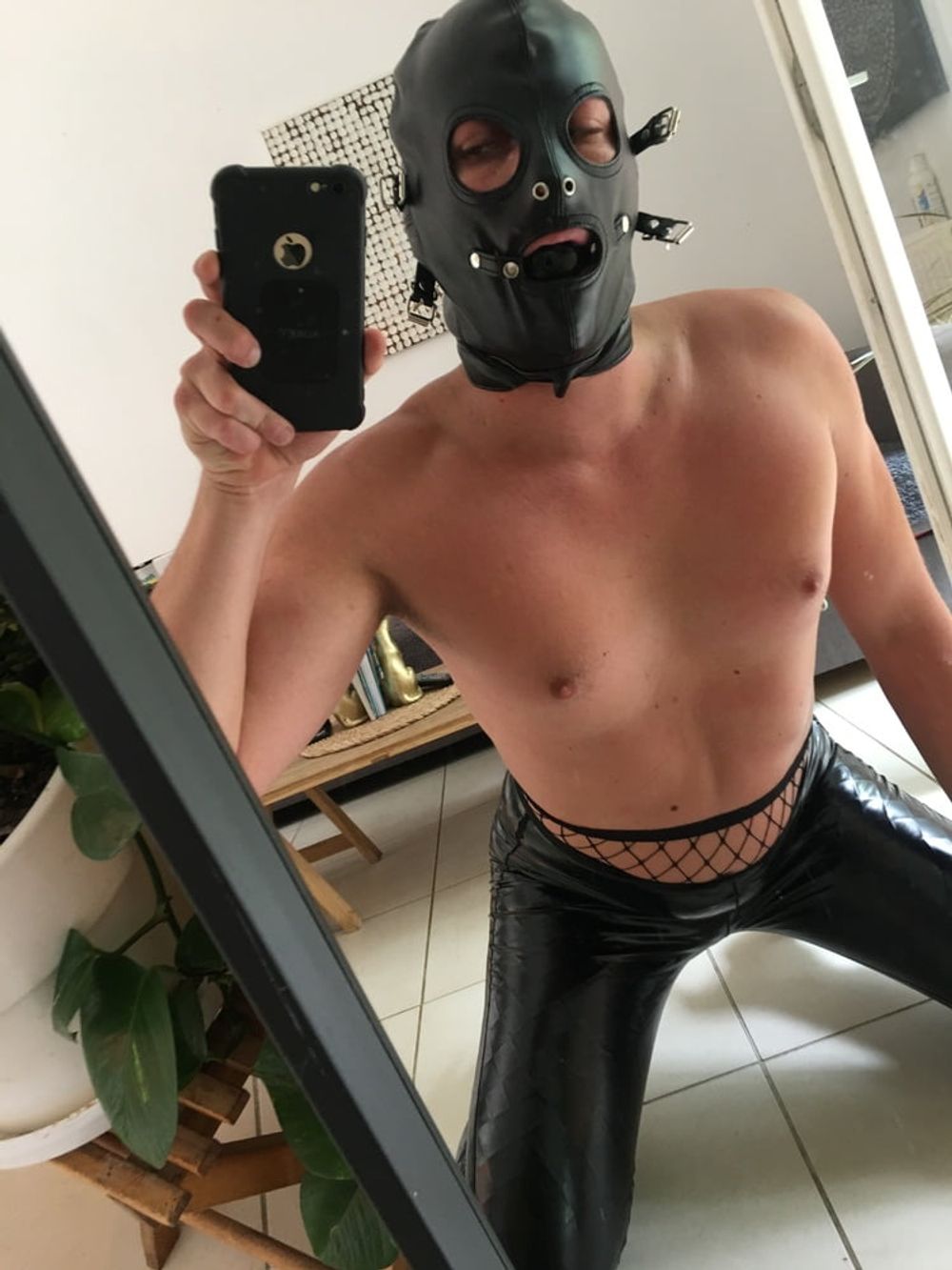 Vinyl, fishnet, hood and ball gag  #5