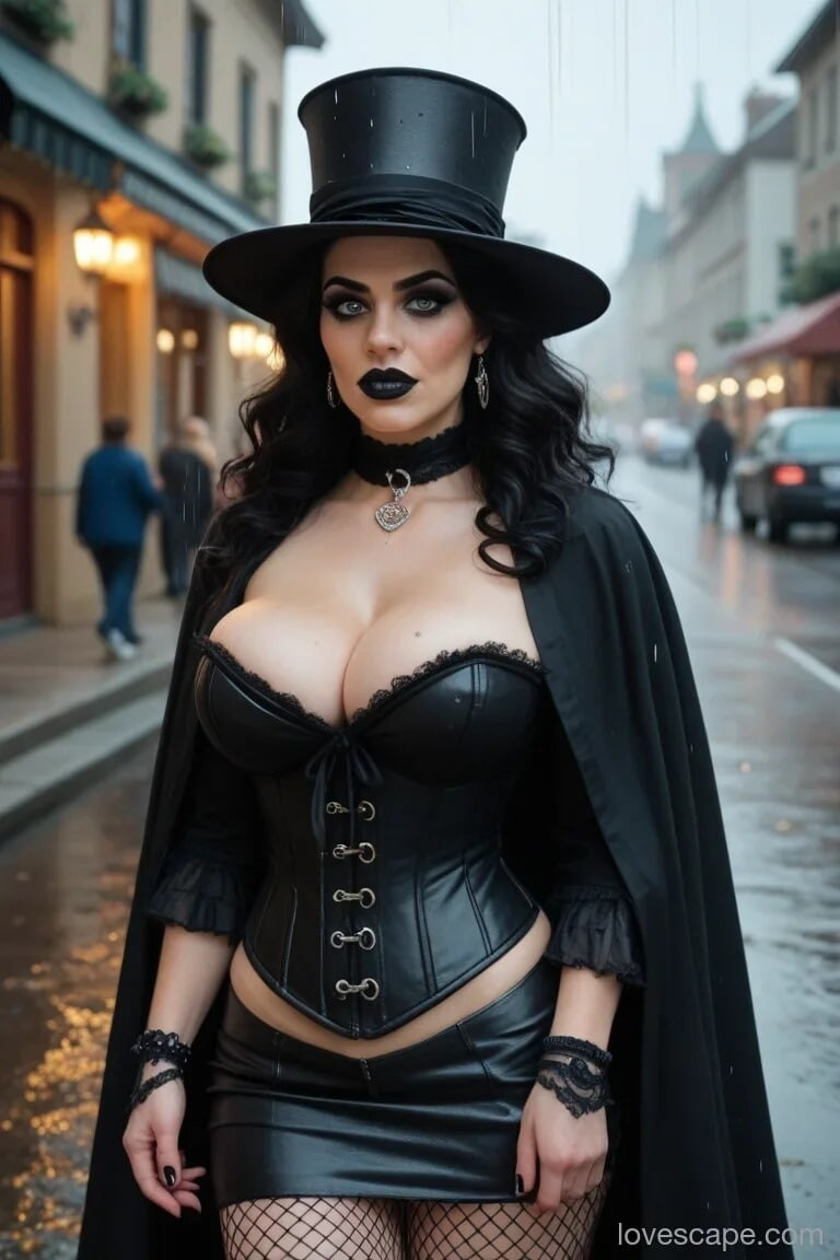 This thick goth babe doesn't mind doing it in public #9