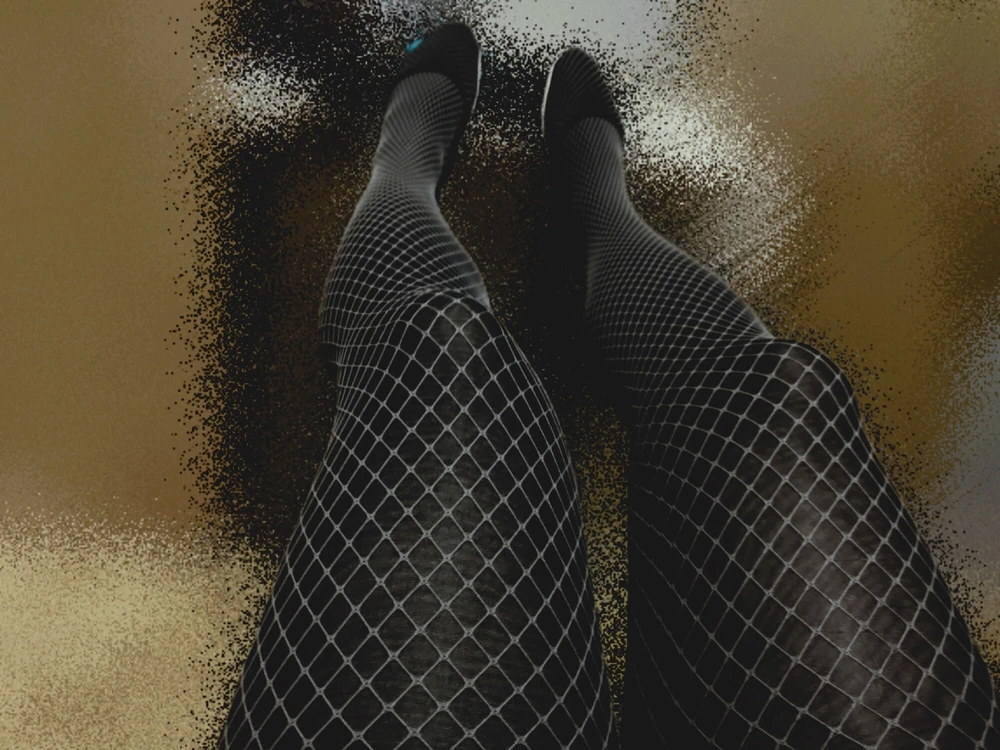 My legs are in stockings and a fishnet