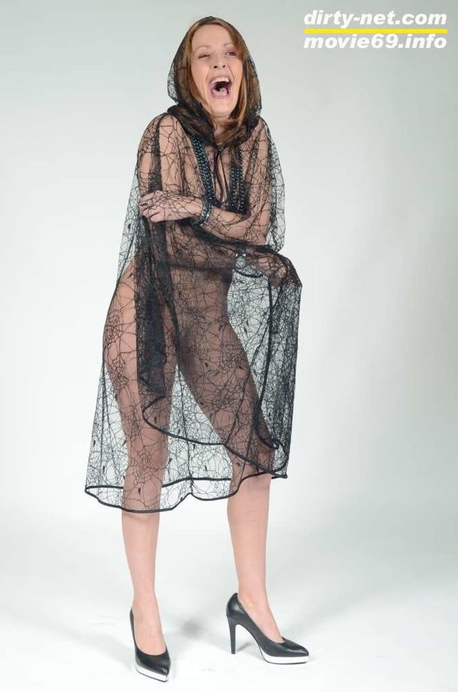 MILF Lea Blow waering a see-through cape and high heels #16