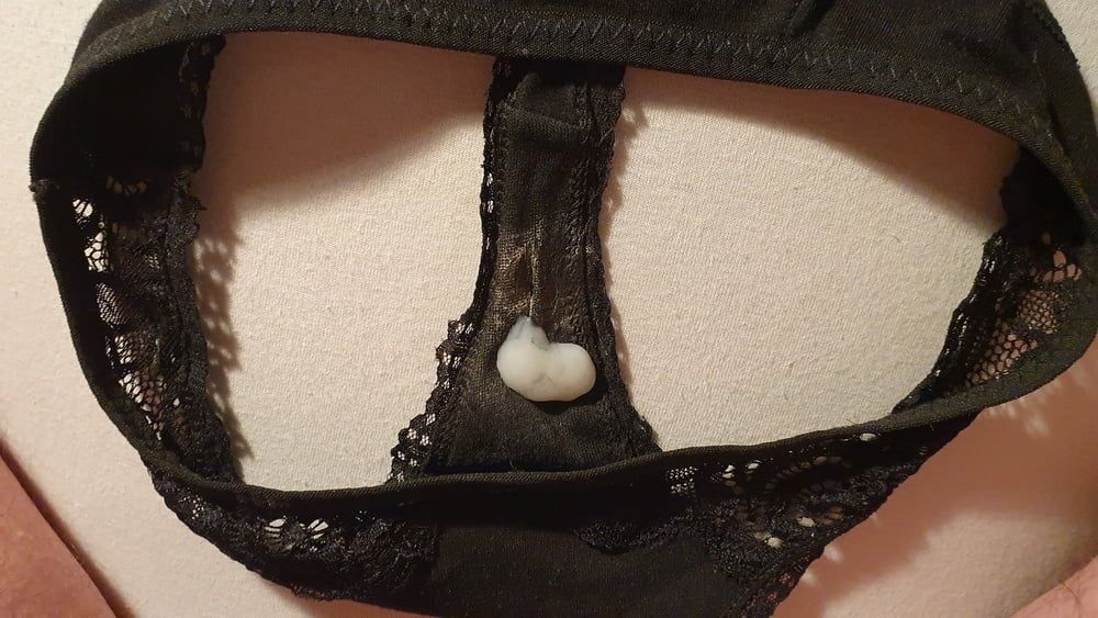 Cum on used black panties