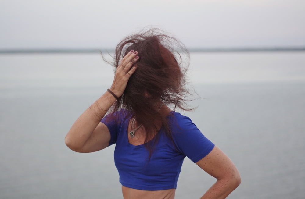 Evening potrait against the background of the river #32