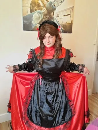 sissy long red dress         