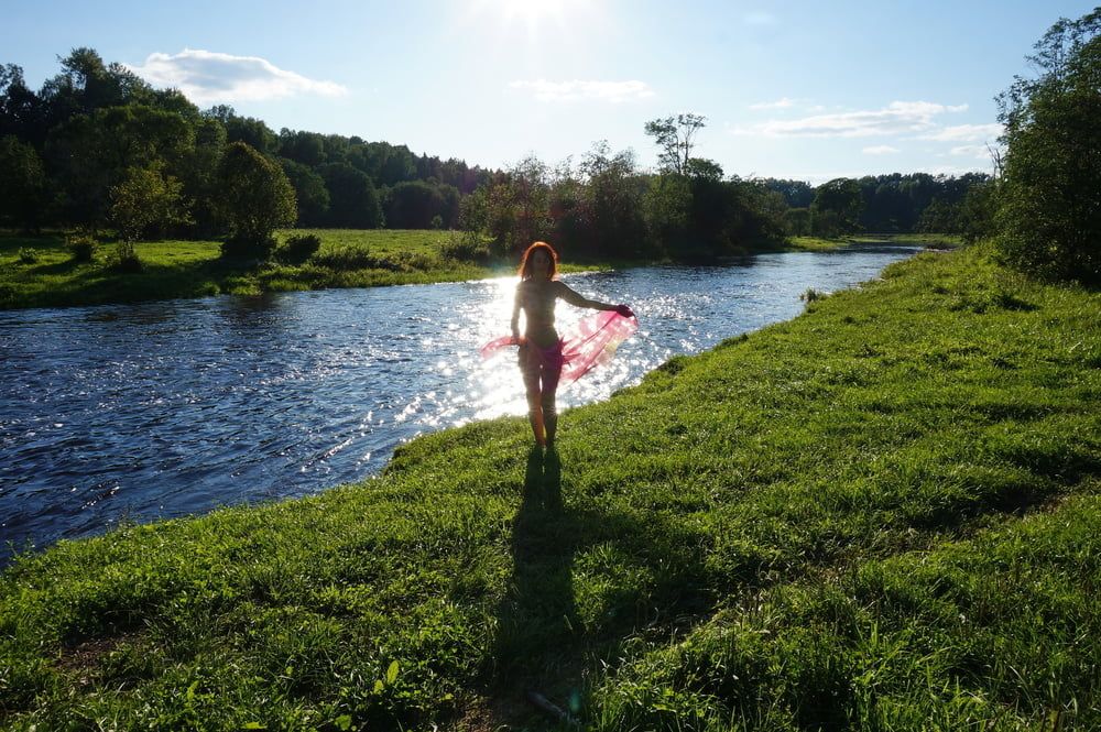 On the Beach with Pink Shawl #2