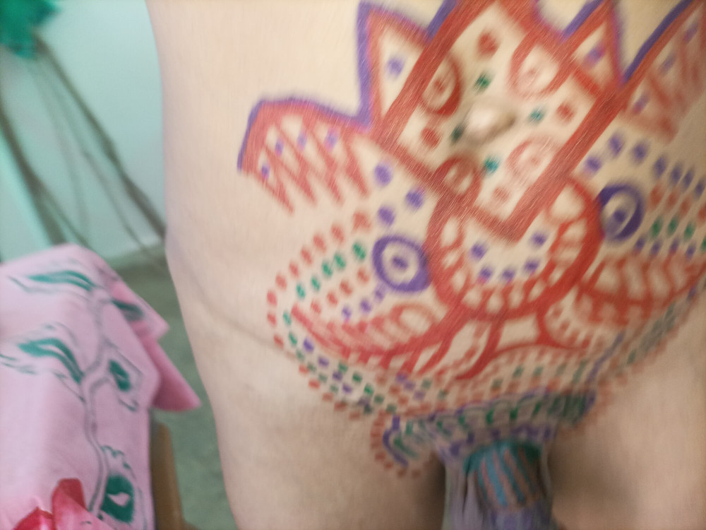 Sissy belly tattoo and coloured cock #16