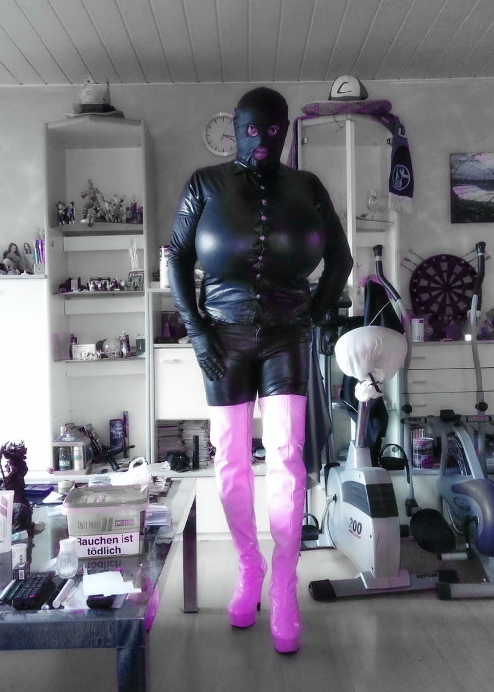 Overknee Boots Pink Latex Stiefel Fetish High Heels Tits Hot #2