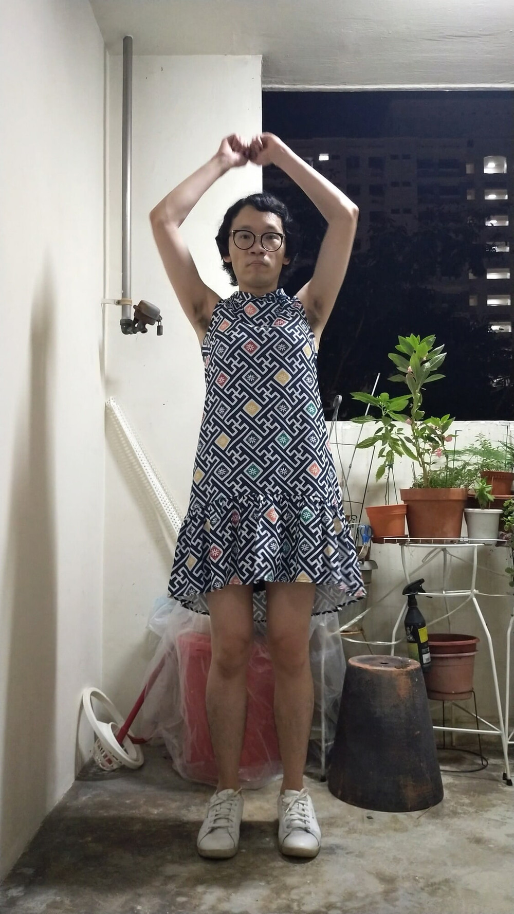 Secretly wearing office lady lingerie and dress. #17