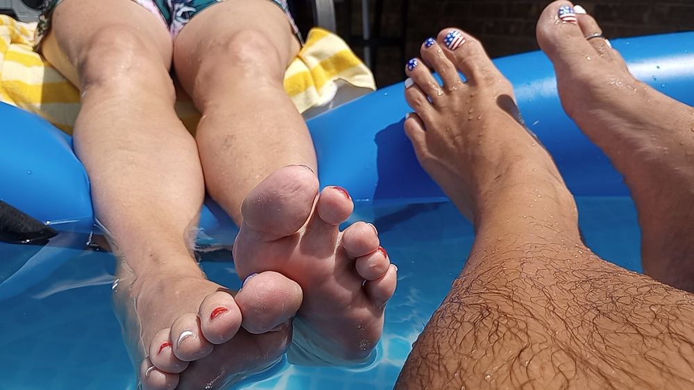 Showing off our wet  pedicured toes  #17