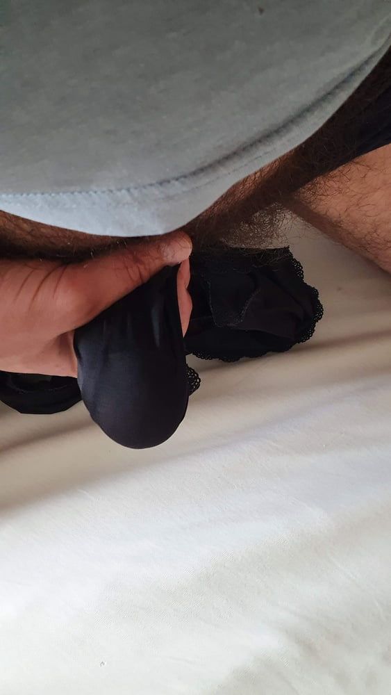 Cum on used Black panties #9