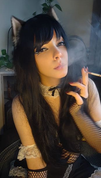 Goth Cat Maid smoking #3