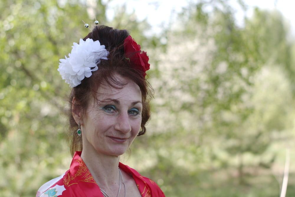 White Flowers Red Dress #2