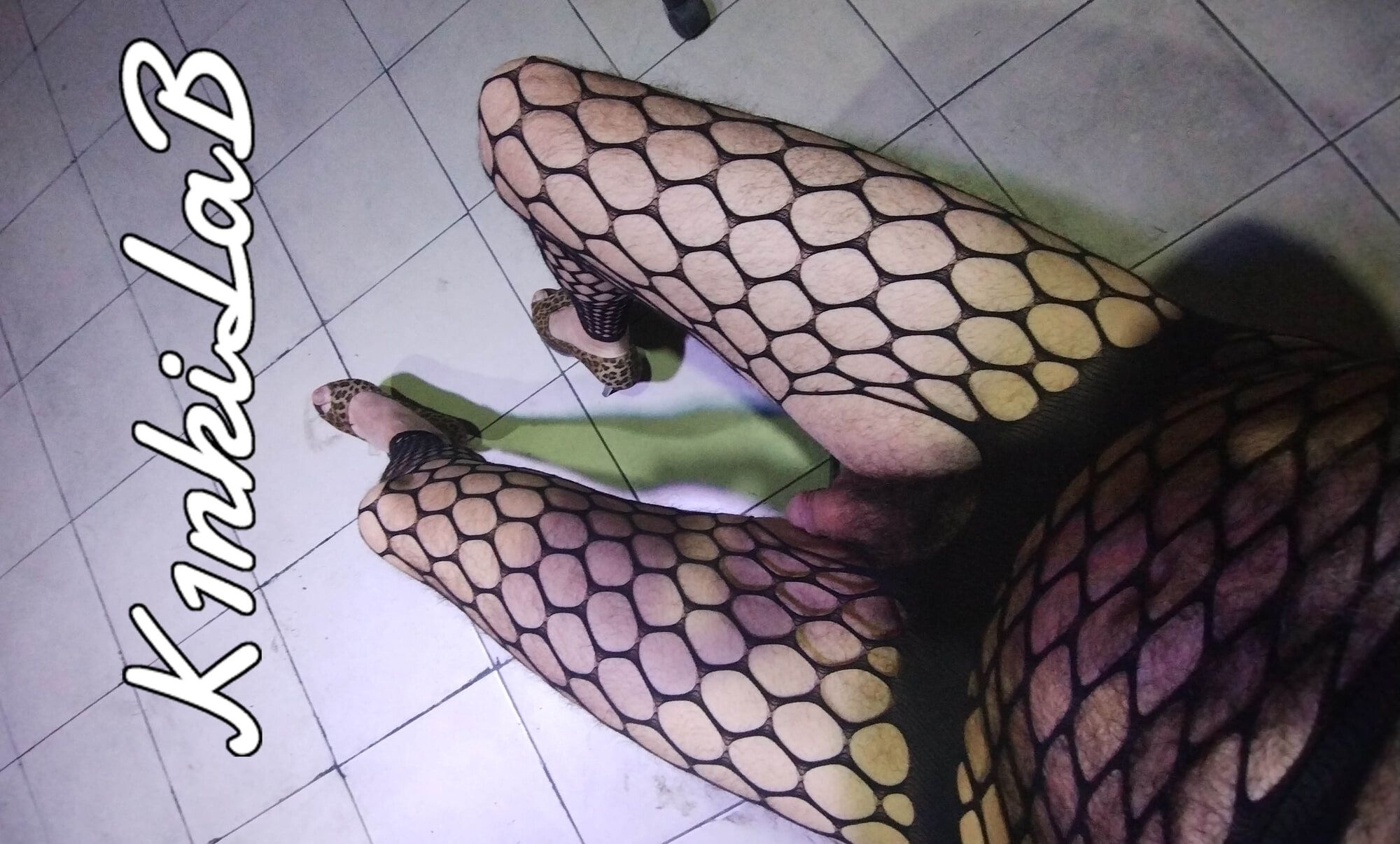 Punished with fishnet stockings and leopard heels #6
