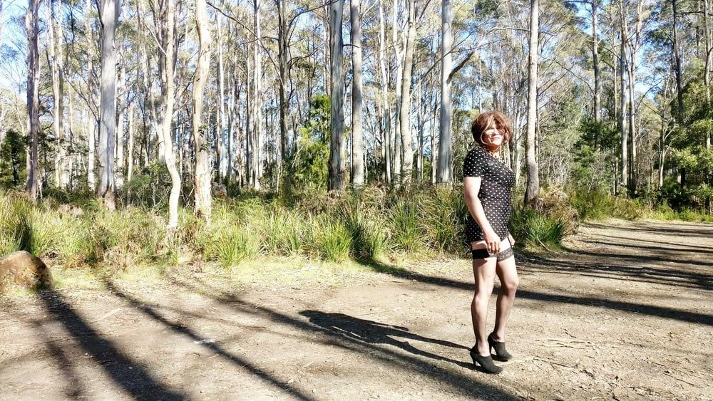 Crossdress Road Trip Black Pokadot dress #22