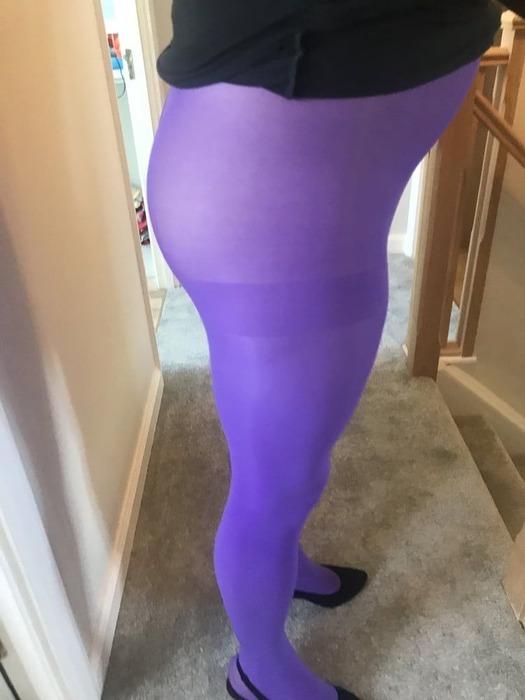 Wearing Purple tights pantyhose #21