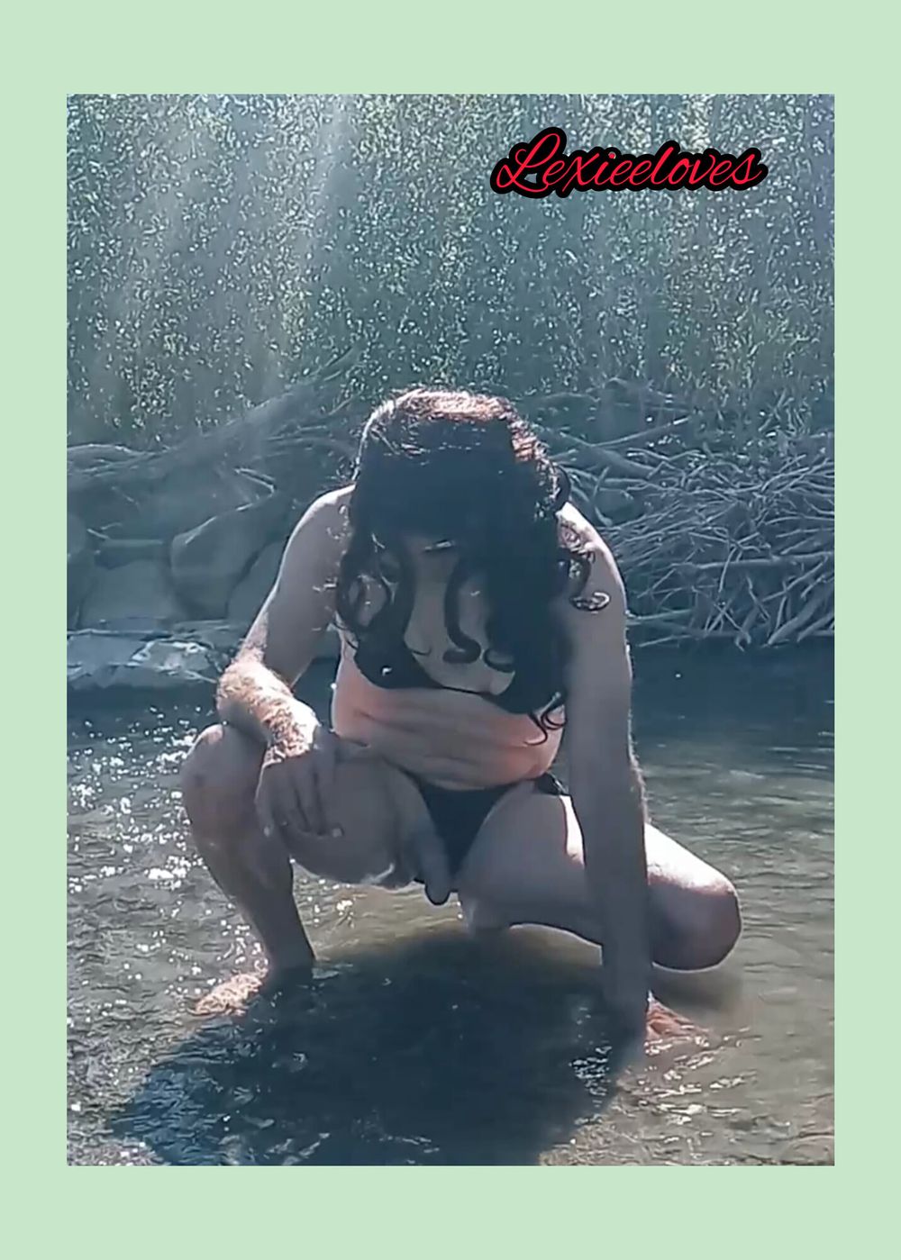 Lexiee playing around at the river in her black swimsuit  #11