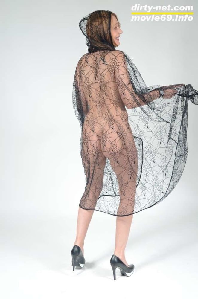 MILF Lea Blow waering a see-through cape and high heels #7