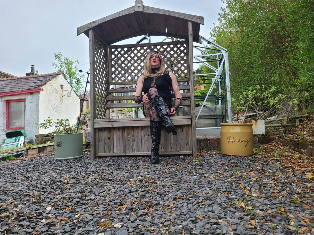 Sissy outdoors in the garden #6
