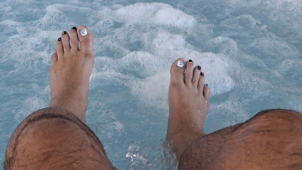 My wet steamy pedicured feet #2