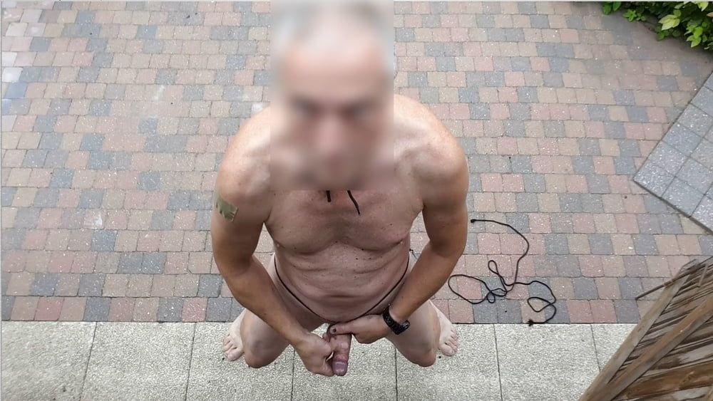 public outdoor exhibitionist bondage jerking show #56
