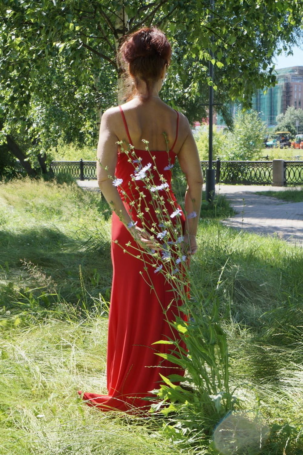 Red dress - green garden #19