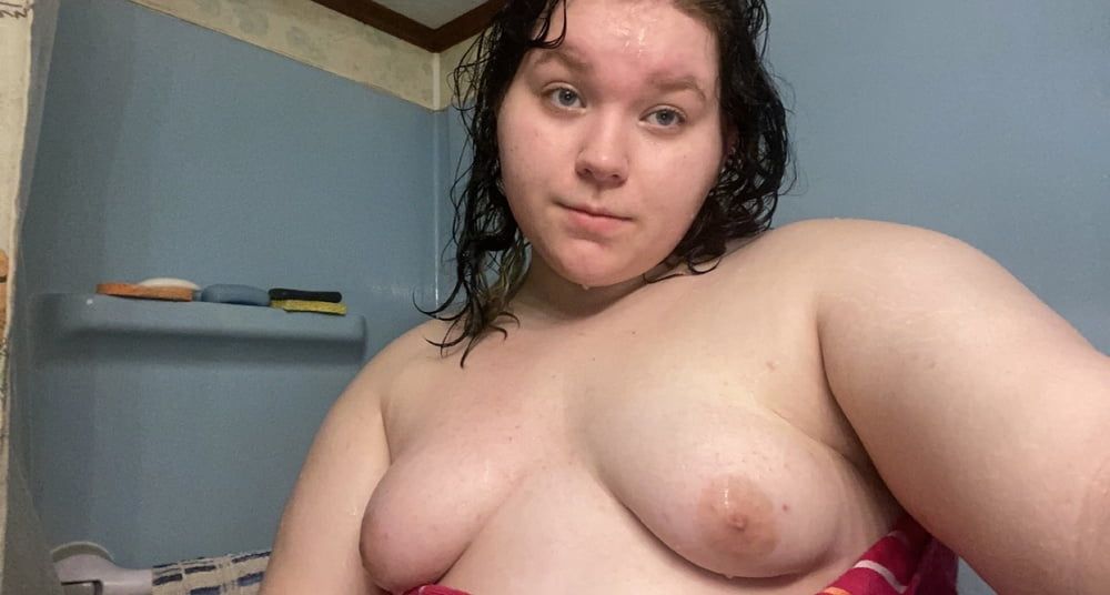 Sexy 18 year old teen BBW Lilac takes hot wet shower photos #42