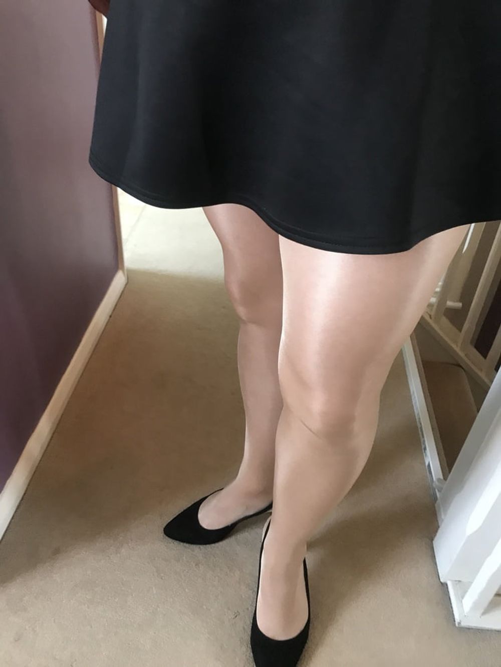 Short skirt & shiny Tan colour Tights #46