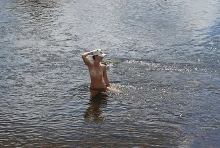 nude in rivers water         