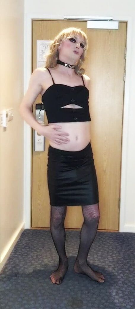 Sissy Crossdresser In Black Slut Outfit Posing  #28